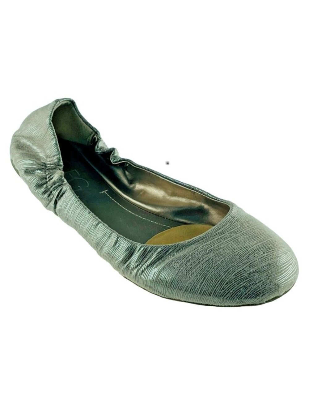 BCBG Womens Shoes Silver Size 8.5M Fabric Flats